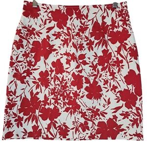 Vintage 90s/Y2K NEW YORK CITY DESIGN CO 12P Red Floral Paint Splash Pencil Skirt